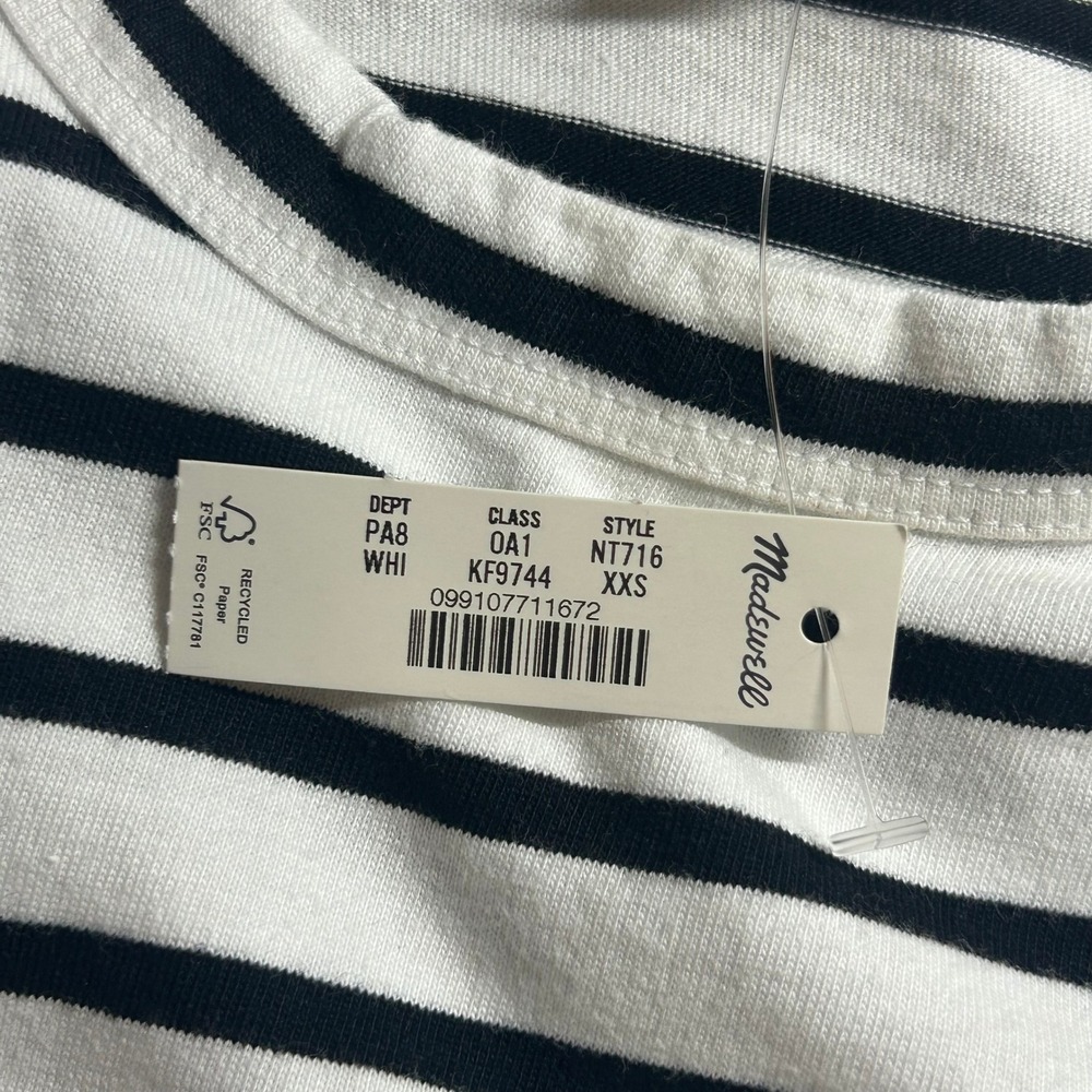 Madewell Womens The Perfect Crewneck Black Stripe Tee Allday Jersey XXS New - Picture 6 of 7